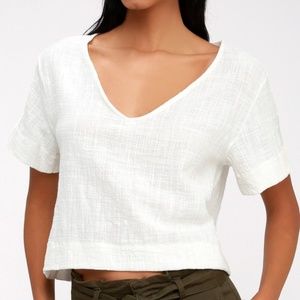 Lulu's White Short Sleeve Crop